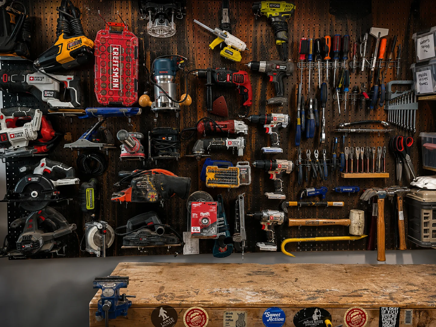 VonKemp Designs shop tool wall and workbench